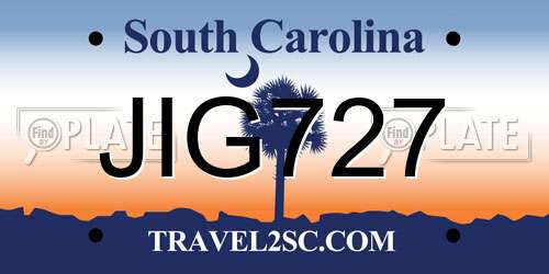 JIG727 South Carolina License Plate