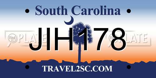 JIH178 South Carolina License Plate