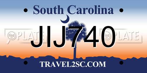JIJ740 South Carolina License Plate