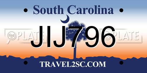 JIJ796 South Carolina License Plate