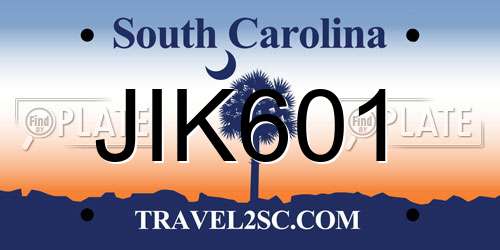 JIK601 South Carolina License Plate