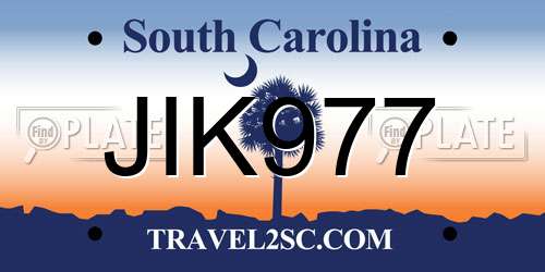 JIK977 South Carolina License Plate