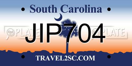 JIP704 South Carolina License Plate