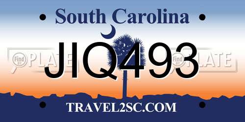 JIQ493 South Carolina License Plate