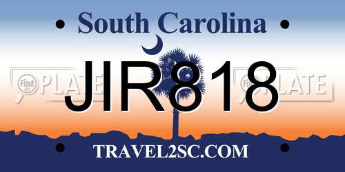 JIR818 South Carolina License Plate