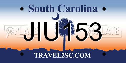 JIU153 South Carolina License Plate