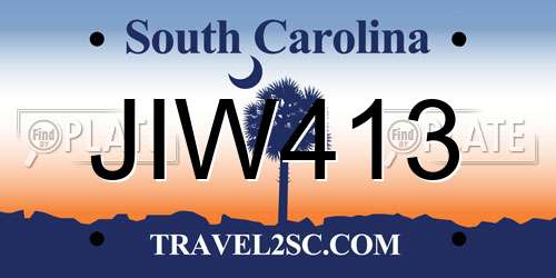 JIW413 South Carolina License Plate