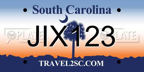 JIX123 South Carolina License Plate