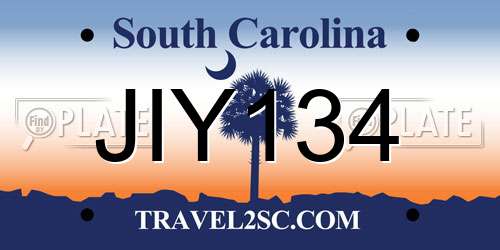 JIY134 South Carolina License Plate