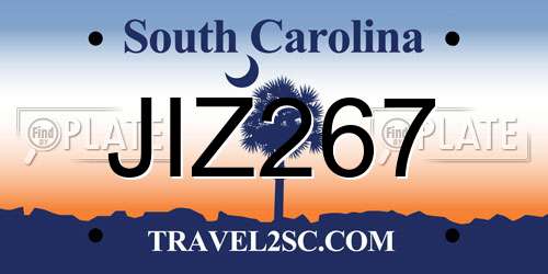 JIZ267 South Carolina License Plate