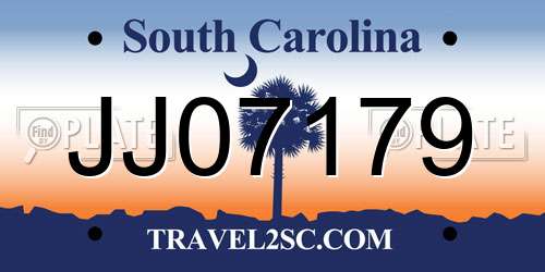JJ07179 South Carolina License Plate