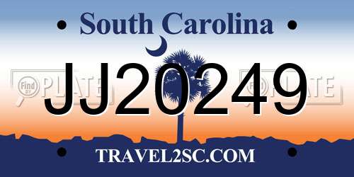 JJ20249 South Carolina License Plate