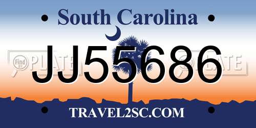 JJ55686 South Carolina License Plate