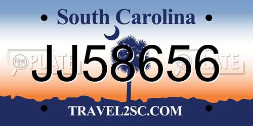 JJ58656 South Carolina License Plate