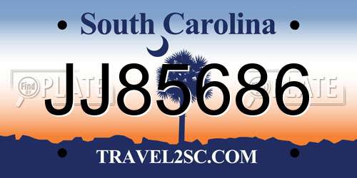 JJ85686 South Carolina License Plate