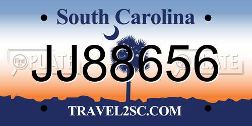 JJ88656 South Carolina License Plate
