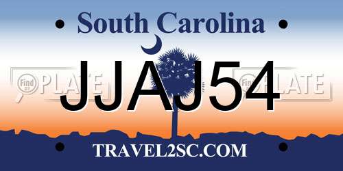 JJAJ54 South Carolina License Plate