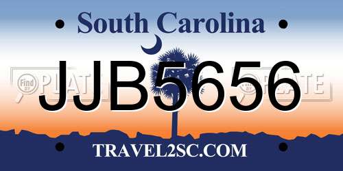 JJB5656 South Carolina License Plate