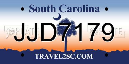 JJD7179 South Carolina License Plate