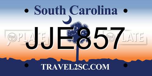 JJE857 South Carolina License Plate