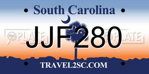 JJF280 South Carolina License Plate