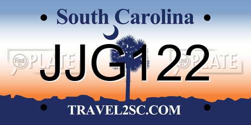 JJG122 South Carolina License Plate