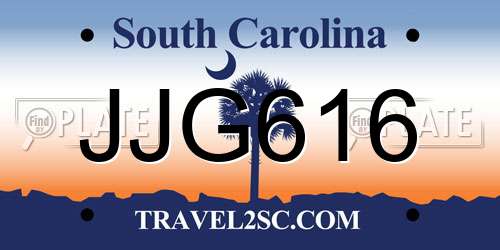 JJG616 South Carolina License Plate