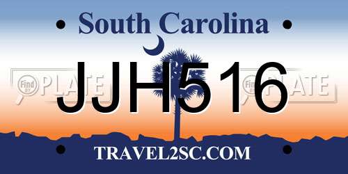 JJH516 South Carolina License Plate
