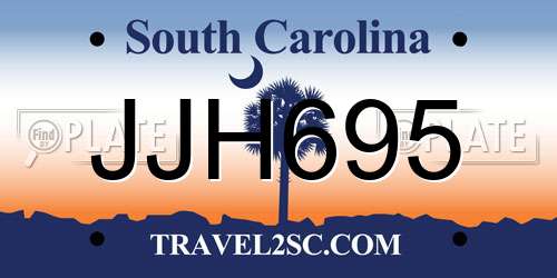 JJH695 South Carolina License Plate