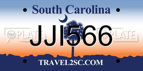JJI566 South Carolina License Plate