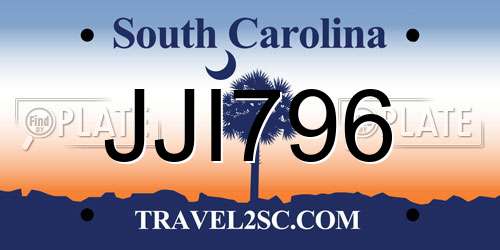 JJI796 South Carolina License Plate