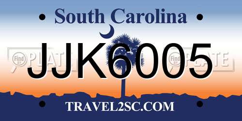 JJK6005 South Carolina License Plate