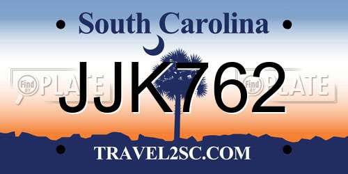 JJK762 South Carolina License Plate