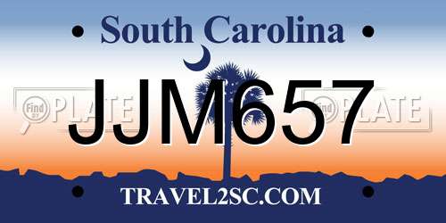 JJM657 South Carolina License Plate