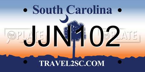 JJN102 South Carolina License Plate