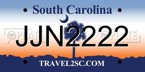 JJN2222 South Carolina License Plate