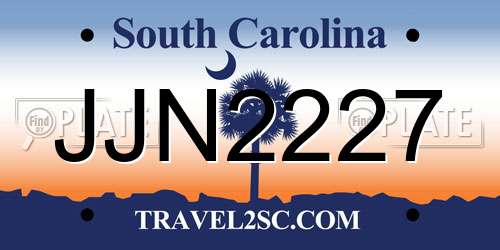 JJN2227 South Carolina License Plate