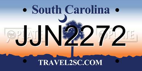 JJN2272 South Carolina License Plate