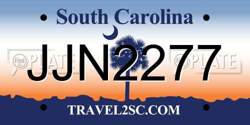 JJN2277 South Carolina License Plate