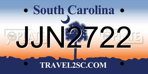 JJN2722 South Carolina License Plate