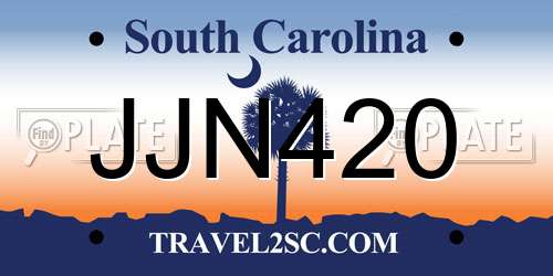 JJN420 South Carolina License Plate