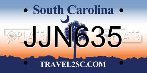 JJN635 South Carolina License Plate