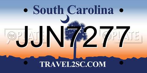 JJN7277 South Carolina License Plate