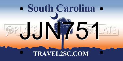 JJN751 South Carolina License Plate