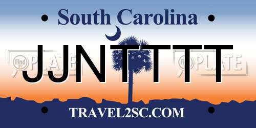 JJNTTTT South Carolina License Plate