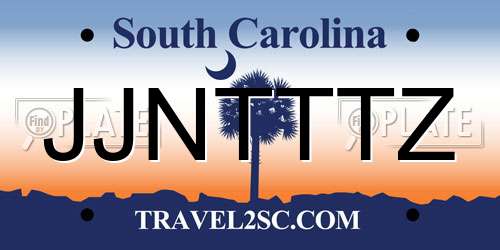 JJNTTTZ South Carolina License Plate