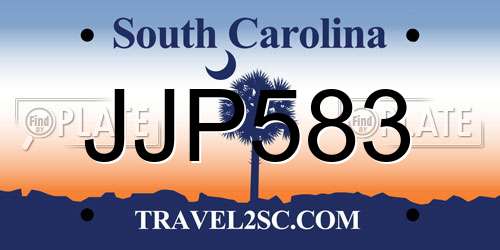 JJP583 South Carolina License Plate