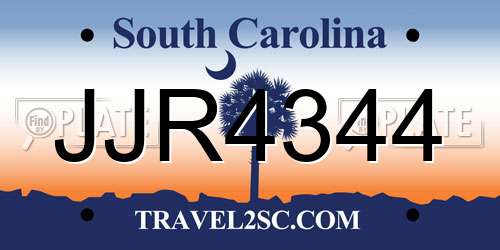JJR4344 South Carolina License Plate