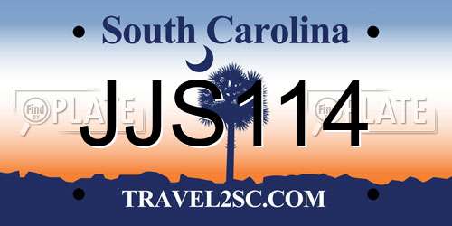 JJS114 South Carolina License Plate