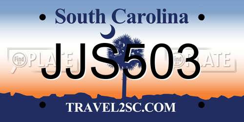 JJS503 South Carolina License Plate